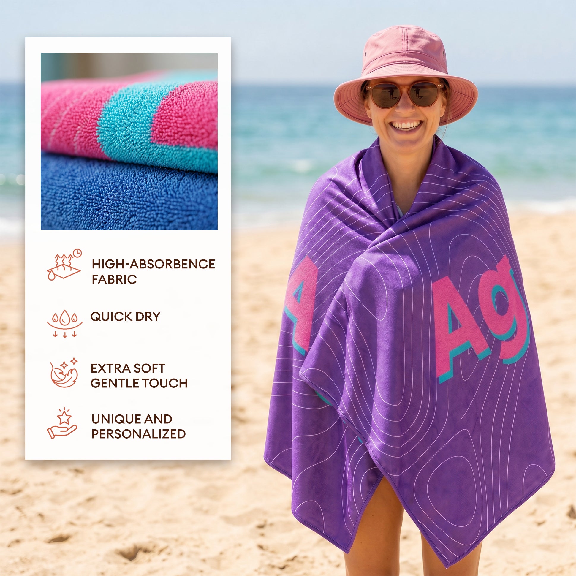 Personalized "Color Splash" Beach Towel