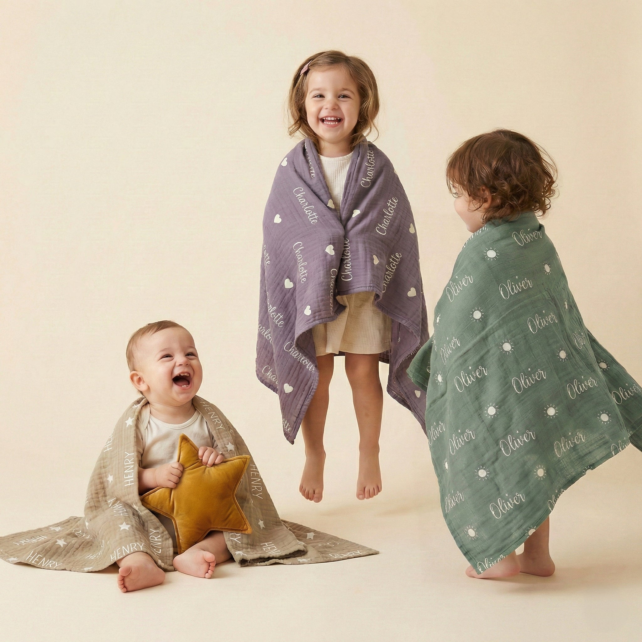 Coperta per neonati in musola di cotone 100% personalizzata