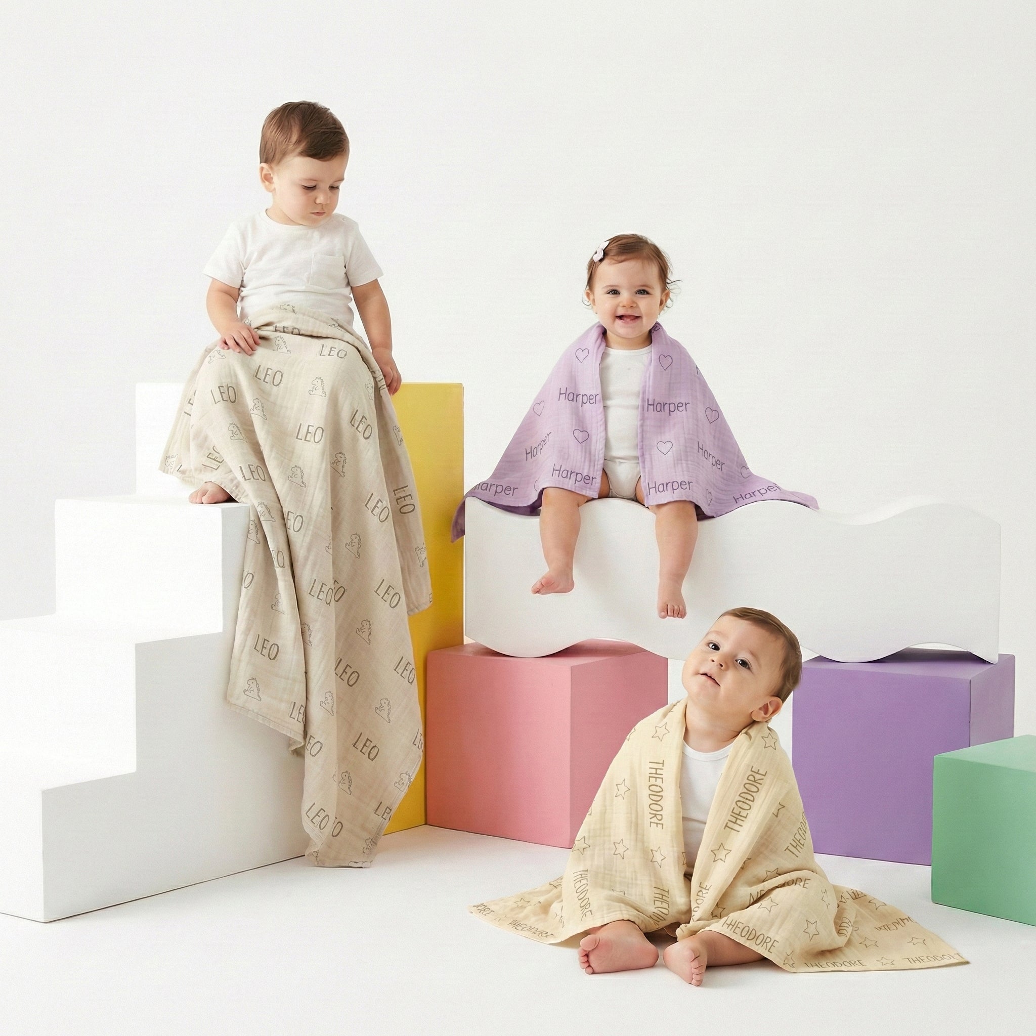 Personalized %100 Cotton Muslin Baby Blanket