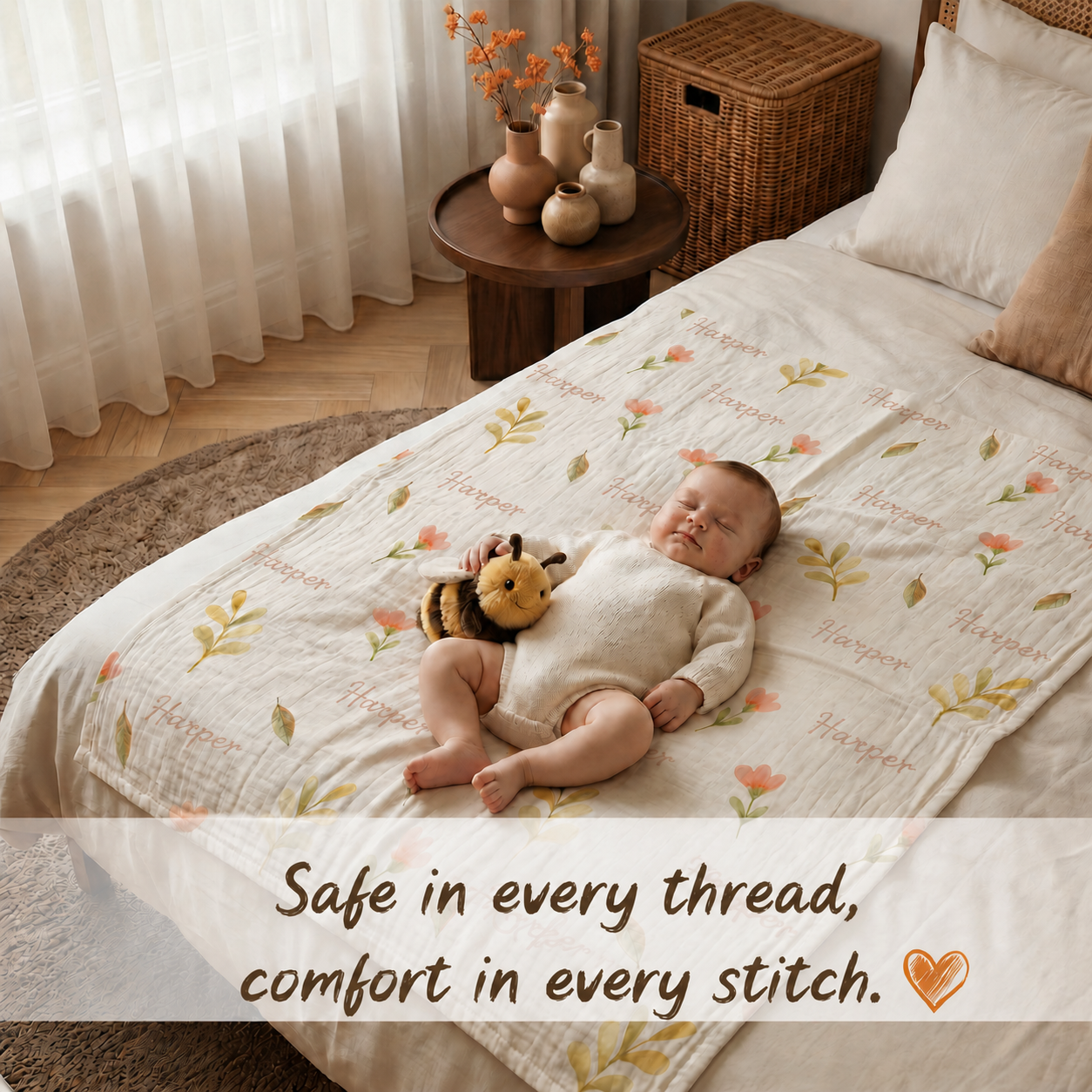 Manta para bebé de muselina 100% algodón personalizada (Copia)
