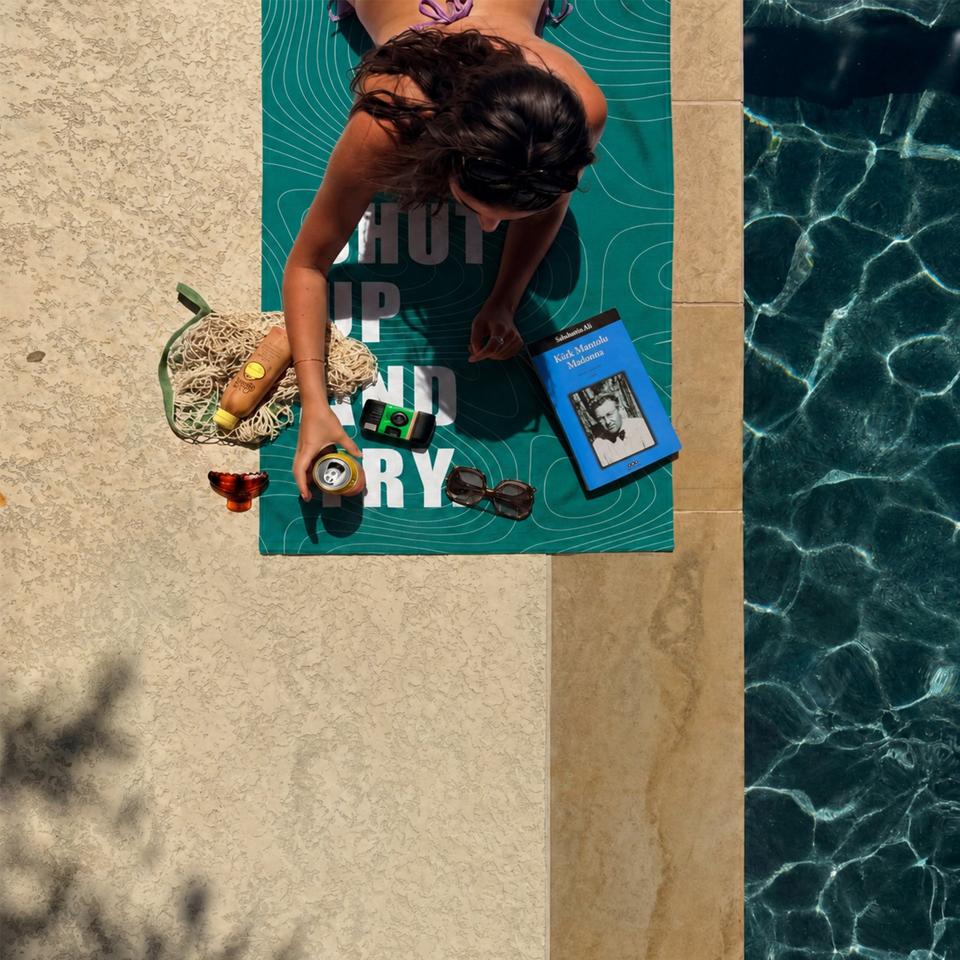 “SHUT UP AND DRY.” Slogan Beach Towel – Bonibomlab Loud Summer Collection