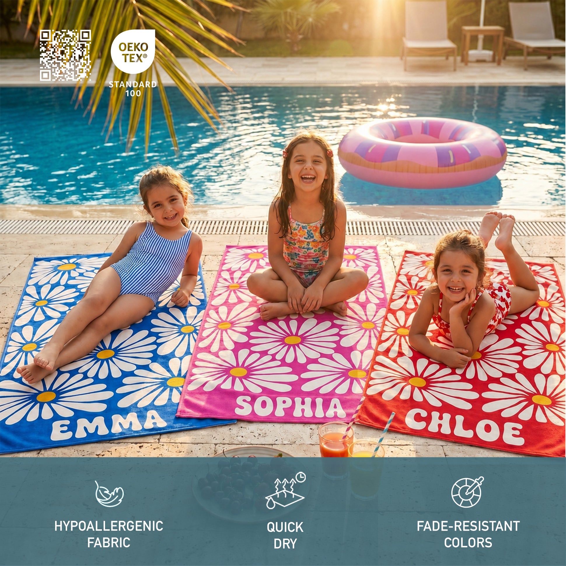Bonibomlab Daisy Collection | Personalized Beach Towel