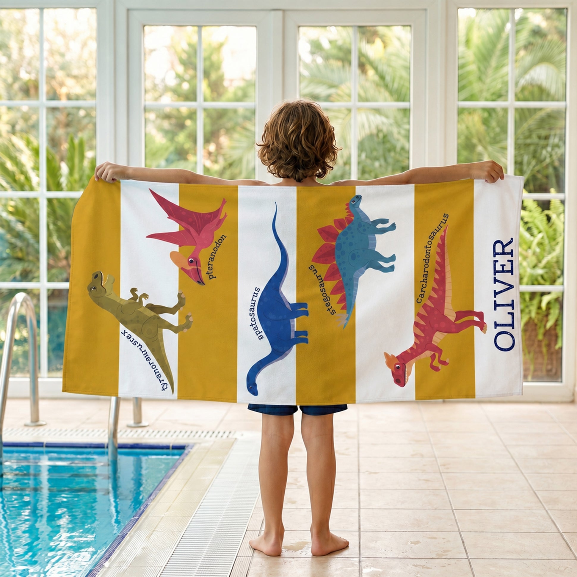 Personalized “Little Explorers: Dinosaur World” Beach Towel – Bonibomlab Special Collection