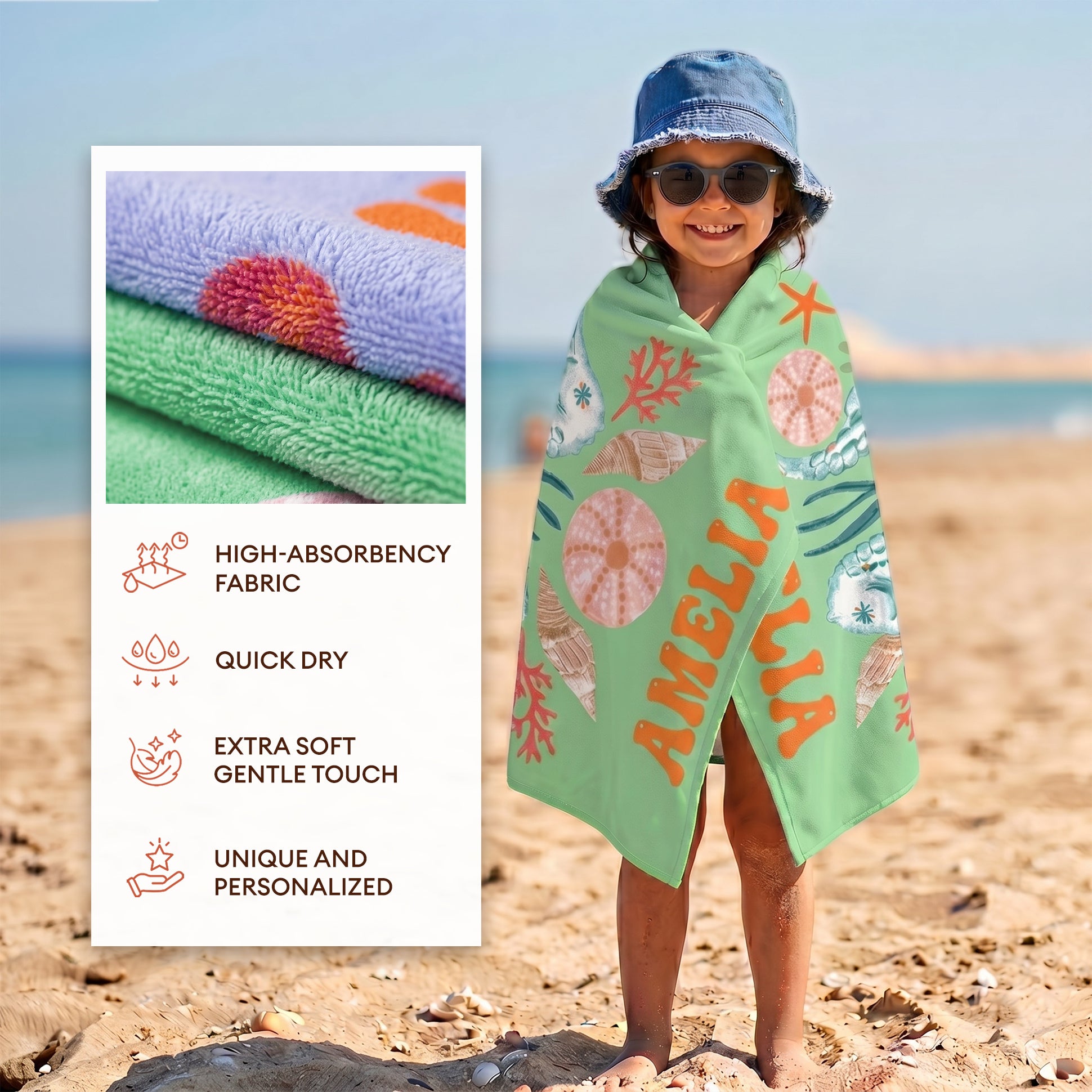 Personalized "Ocean Friends" Kids Towel