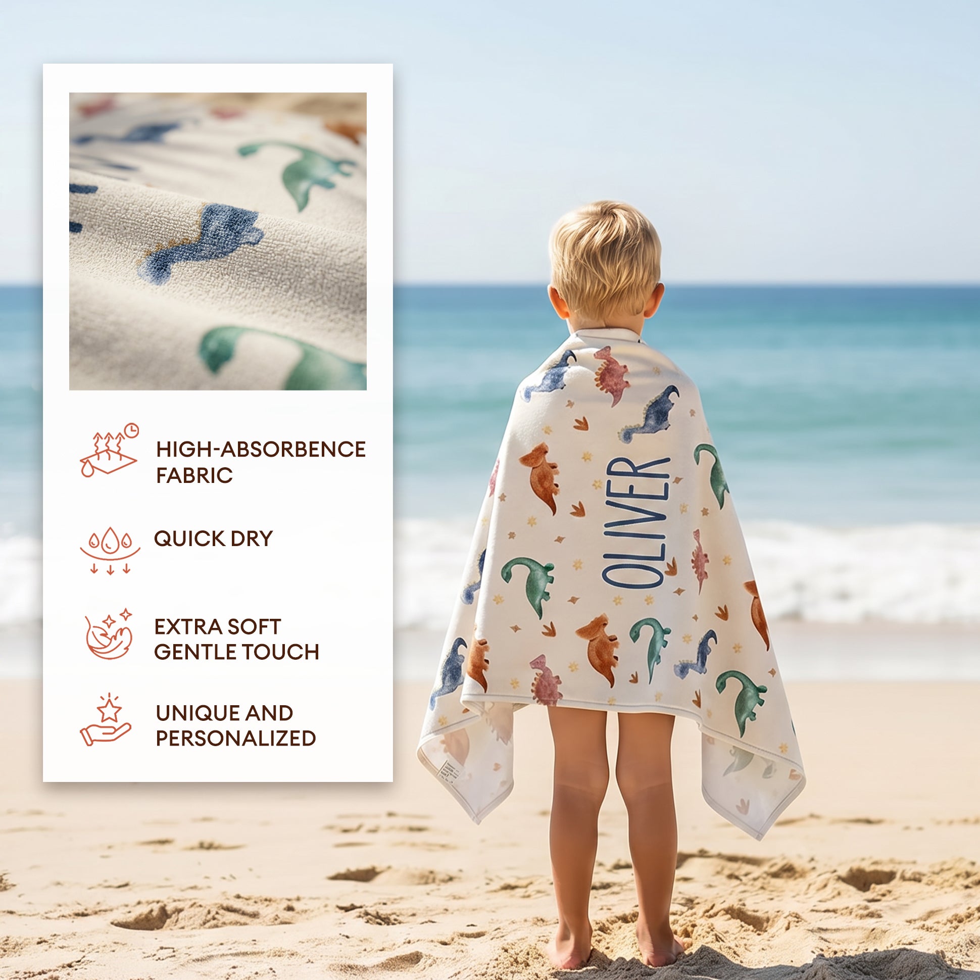 Personalized “Dinosaur World” Beach Towel