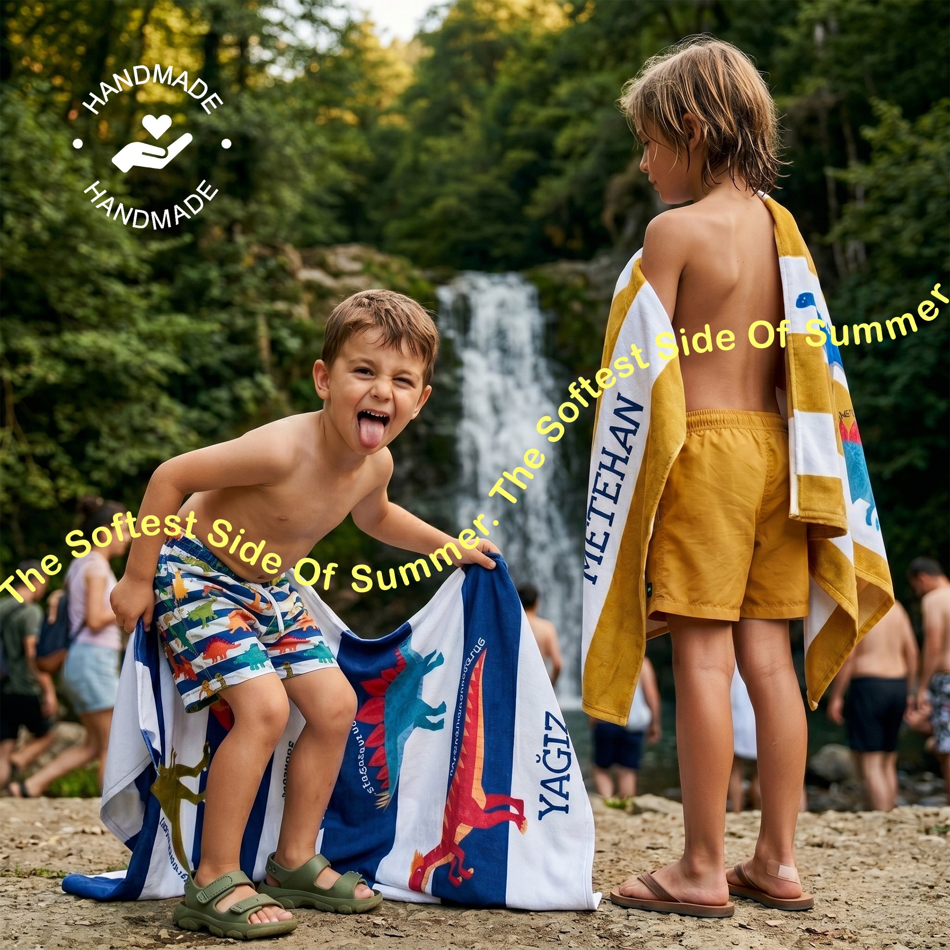 Personalized “Little Explorers: Dinosaur World” Beach Towel – Bonibomlab Special Collection