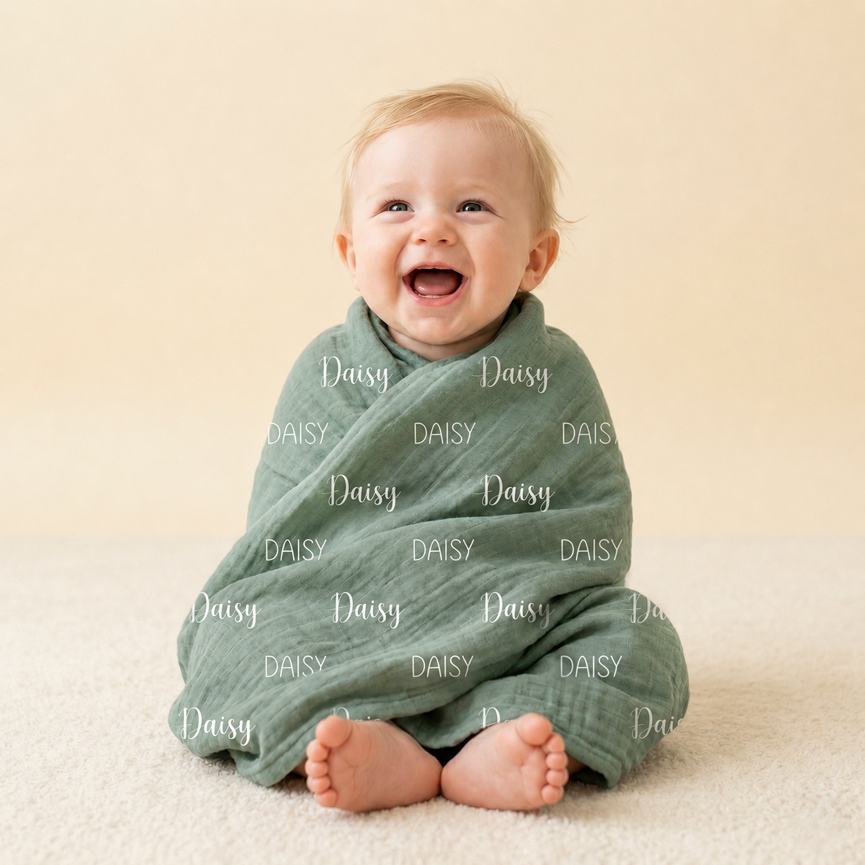 Personalisierte Babydecke aus 100 % Baumwollmusselin