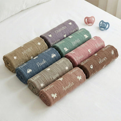 Personalized %100 Cotton Muslin Baby Blanket