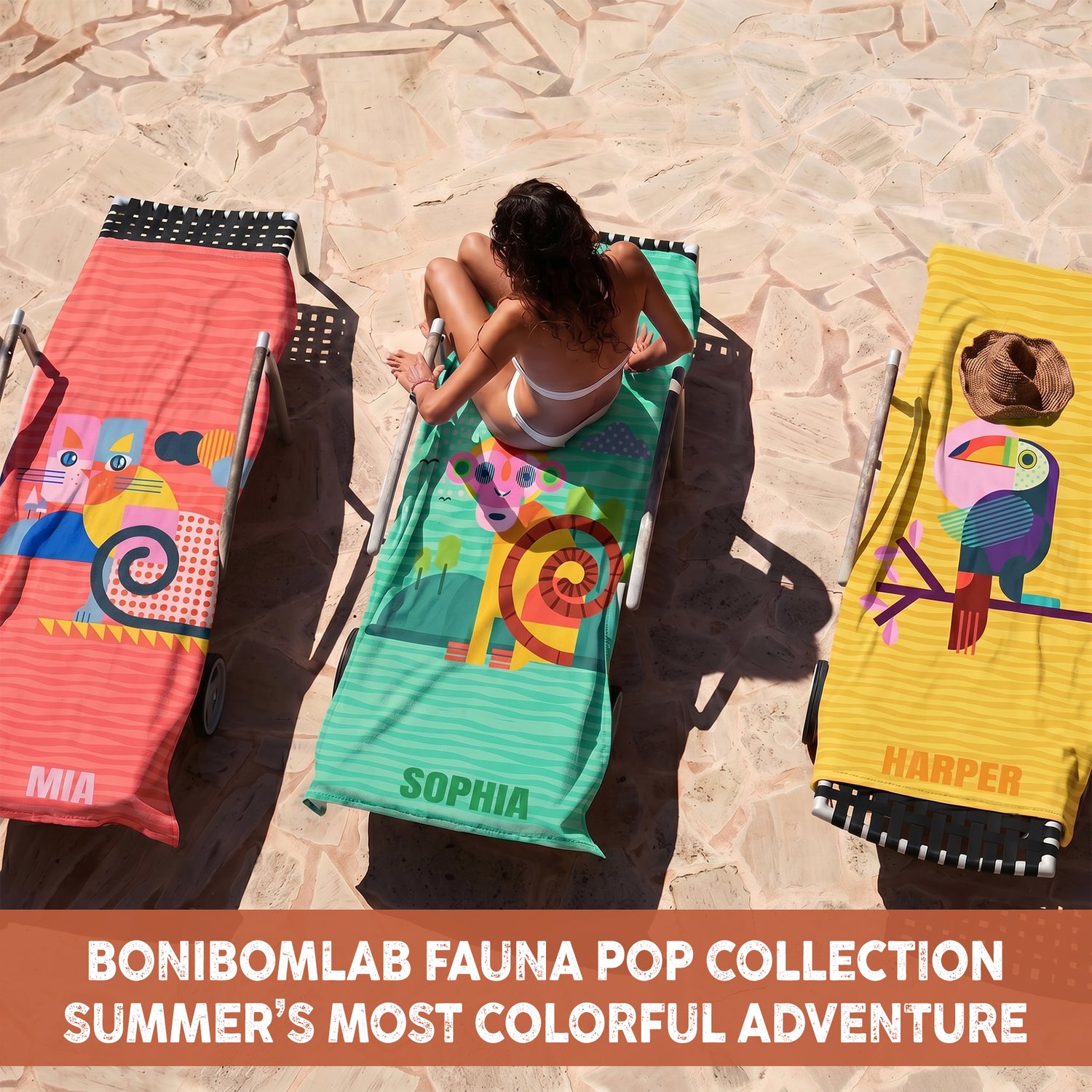 Personalized “Fauna Pop” Series Beach Towel – Bonibomlab Special Collection