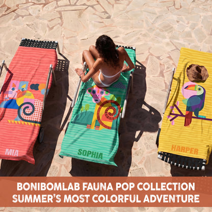 Personalized “Fauna Pop” Series Beach Towel – Bonibomlab Special Collection