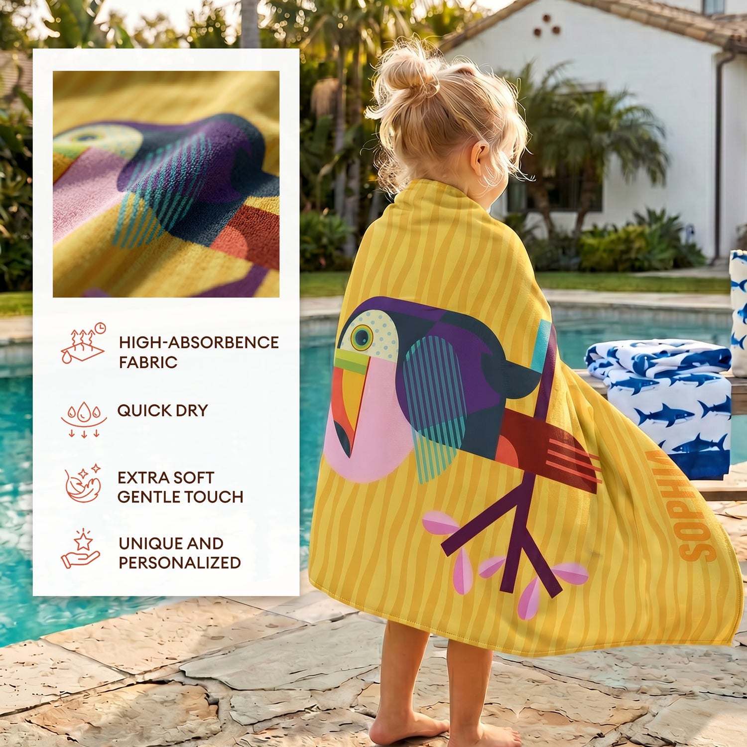 Personalized “Fauna Pop” Series Beach Towel – Bonibomlab Special Collection