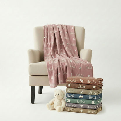 Personalized %100 Cotton Muslin Baby Blanket