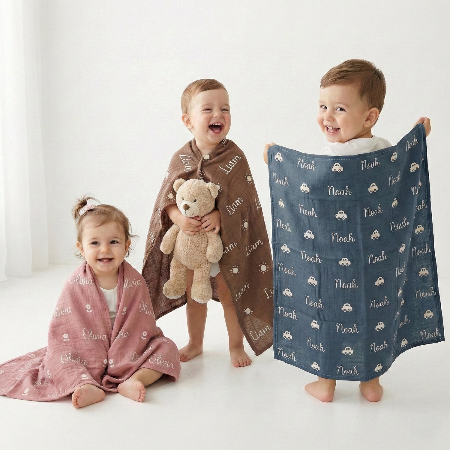 Personalized %100 Cotton Muslin Baby Blanket