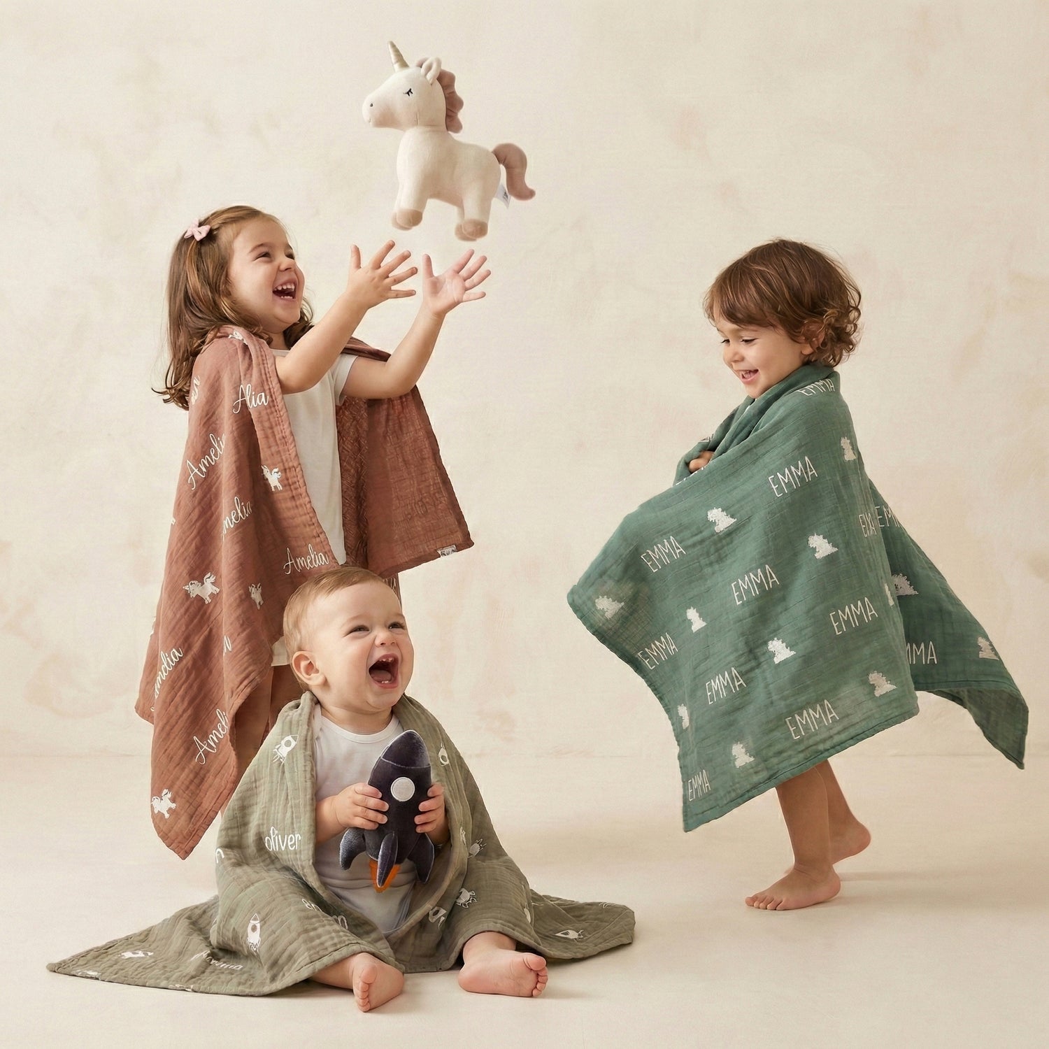 Personalized %100 Cotton Muslin Baby Blanket