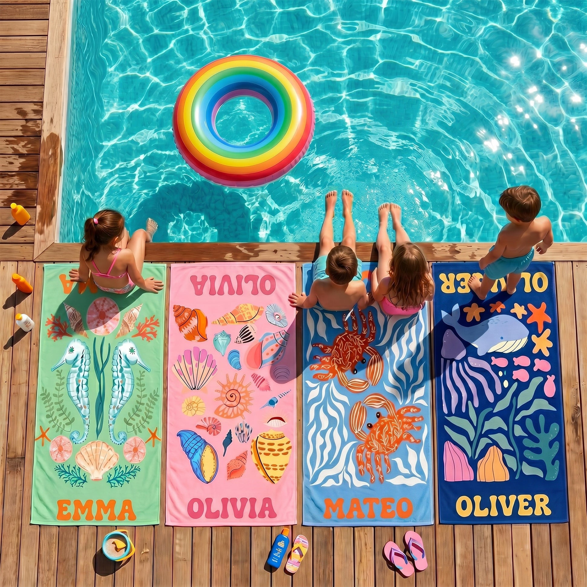 Personalized "Ocean Friends" Kids Towel