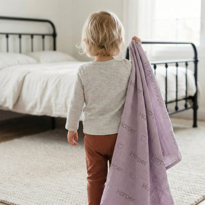 Personalisierte Babydecke aus 100 % Baumwollmusselin