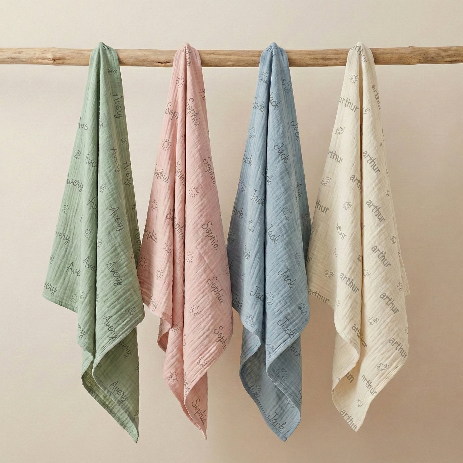 Personalisierte Babydecke aus 100 % Baumwollmusselin