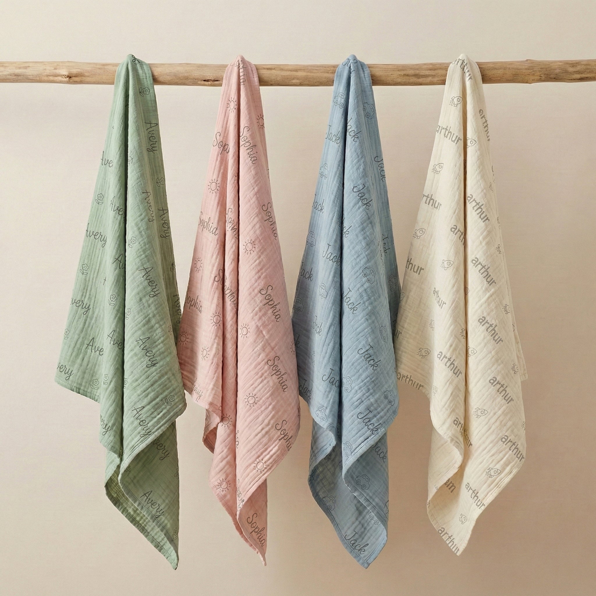Personalisierte Babydecke aus 100 % Baumwollmusselin