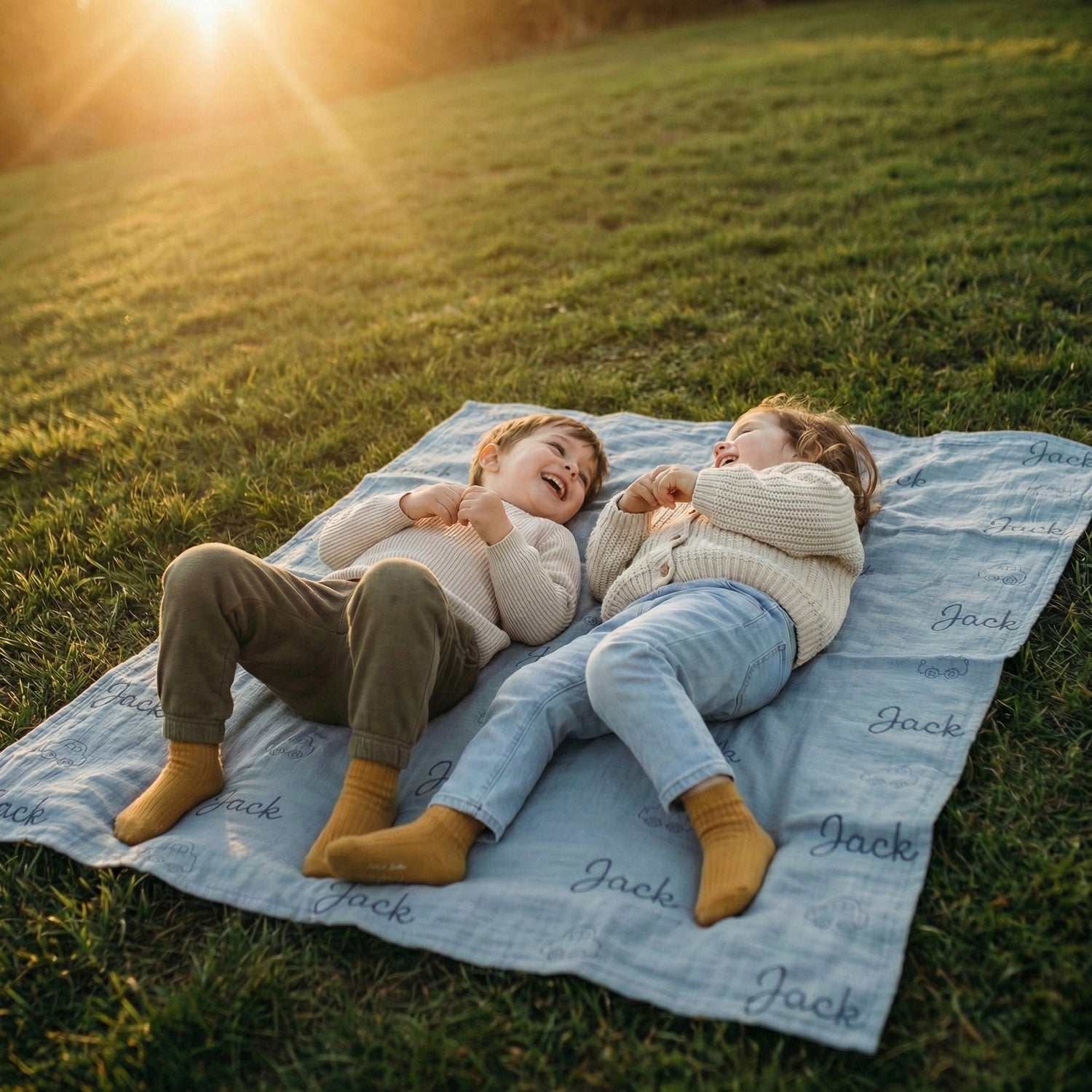 Personalisierte Babydecke aus 100 % Baumwollmusselin