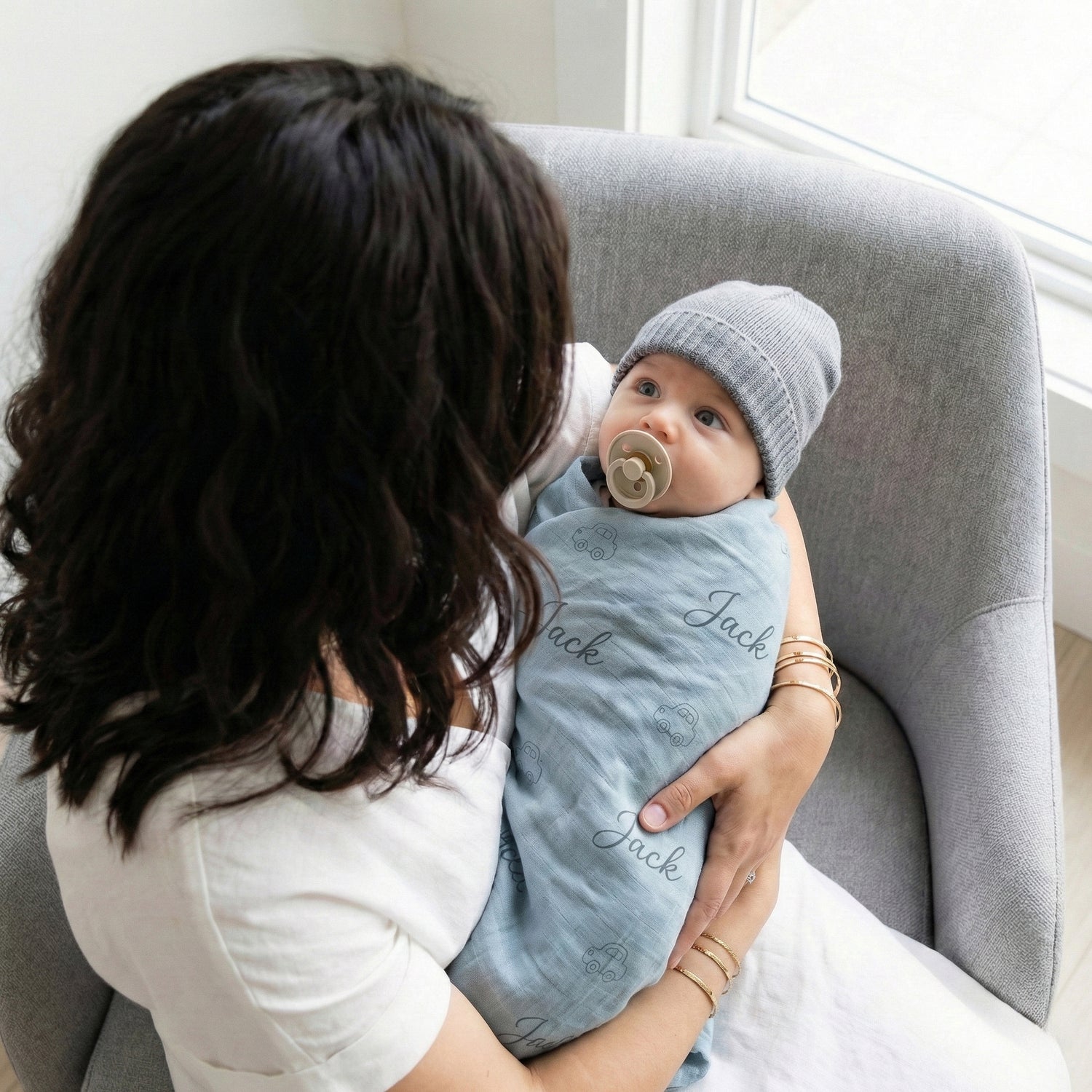 Personalisierte Babydecke aus 100 % Baumwollmusselin