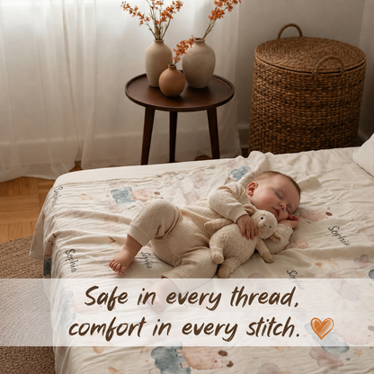 Personalized “Happy Lambs” 100% Cotton Muslin Blanket