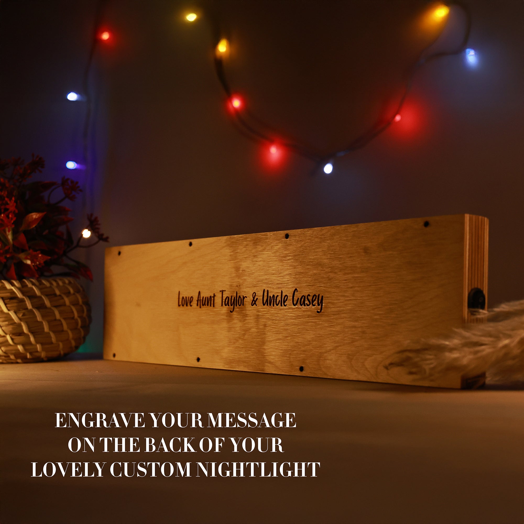 PERSONALIZED BIRCH WOOD KIDS NIGHT LIGHT