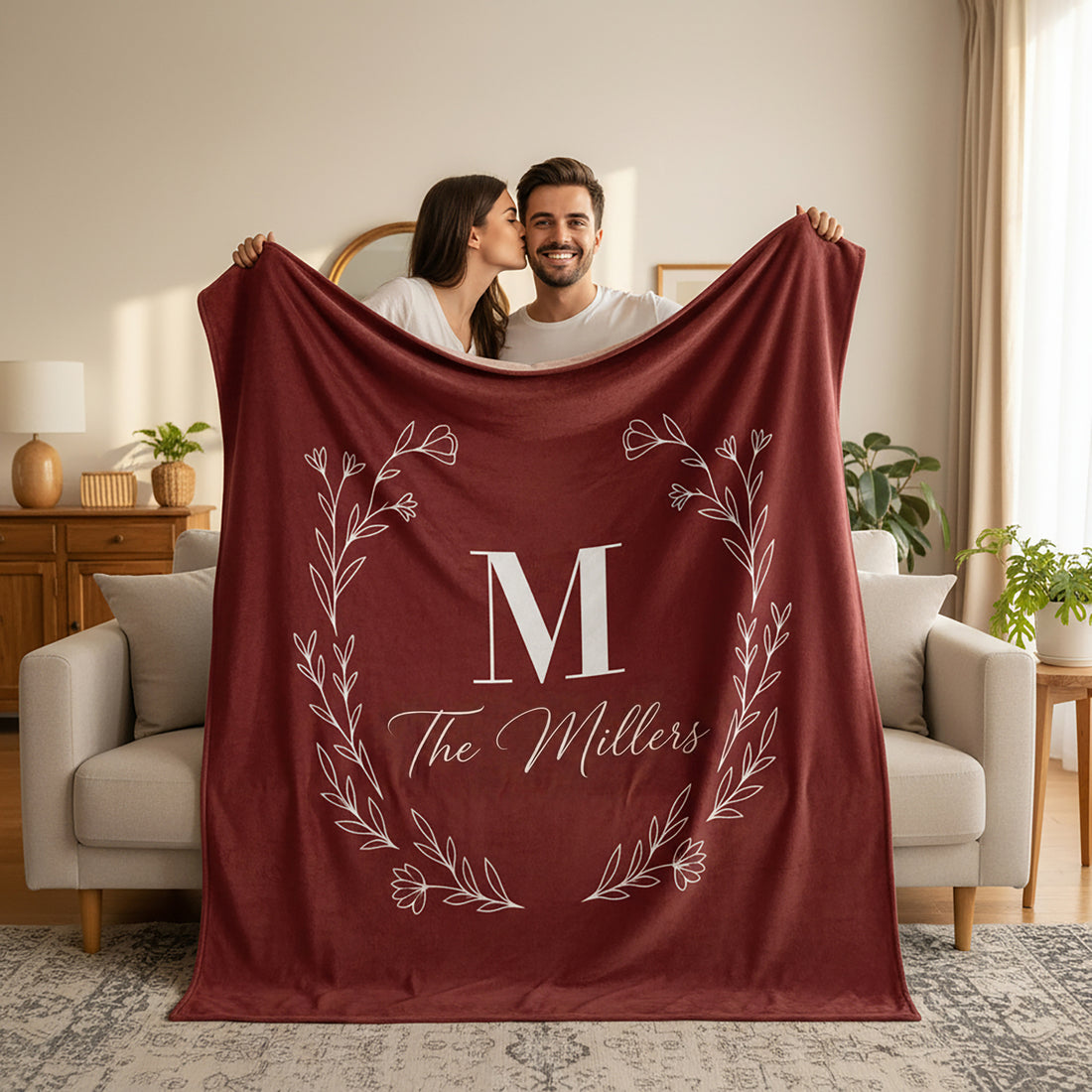 BonibomLab Couple Blanket With Name And Date
