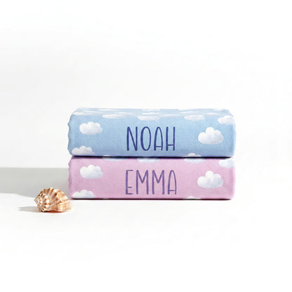 ☁️ Bonibomlab Cloud Collection | Personalized Beach Towel with Name