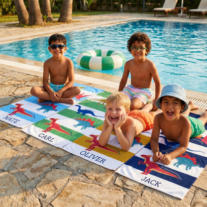 Personalized “Little Explorers: Dinosaur World” Beach Towel – Bonibomlab Special Collection