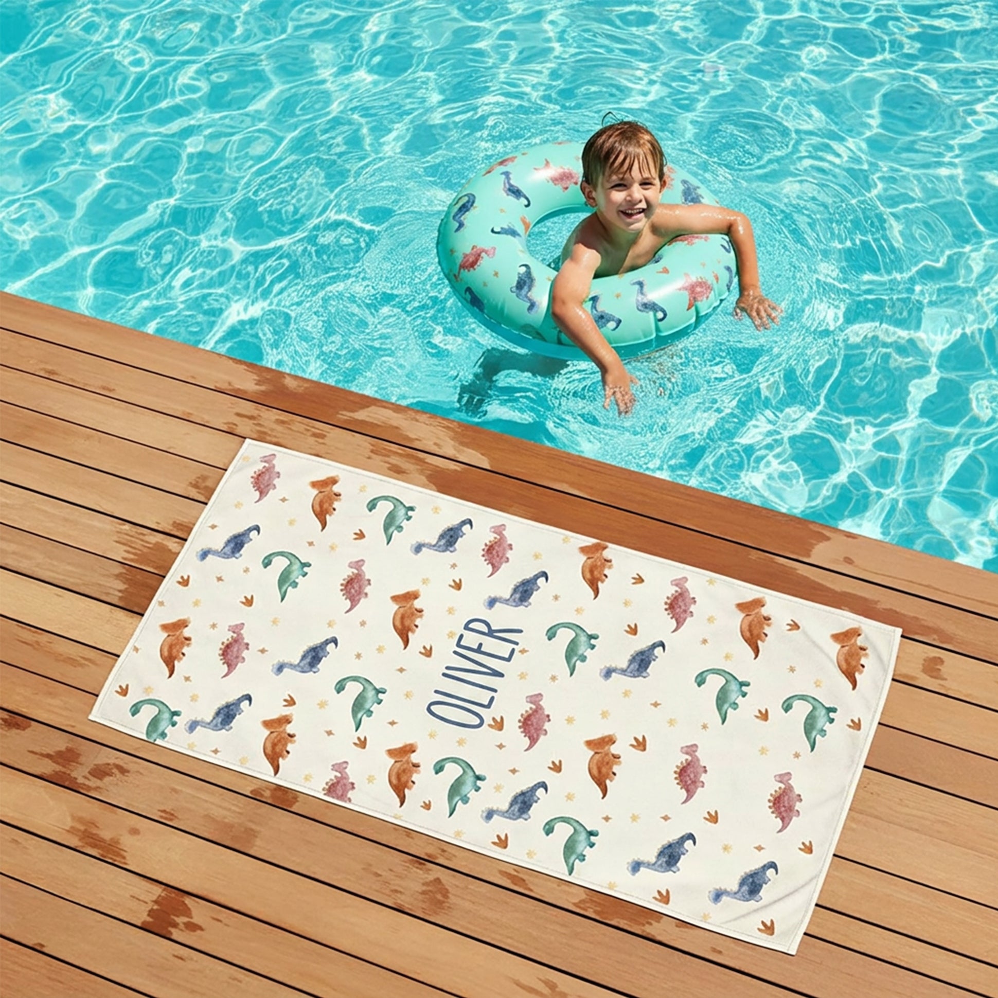 Personalized “Dinosaur World” Beach Towel