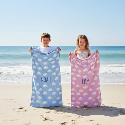 ☁️ Bonibomlab Cloud Collection | Personalized Beach Towel with Name
