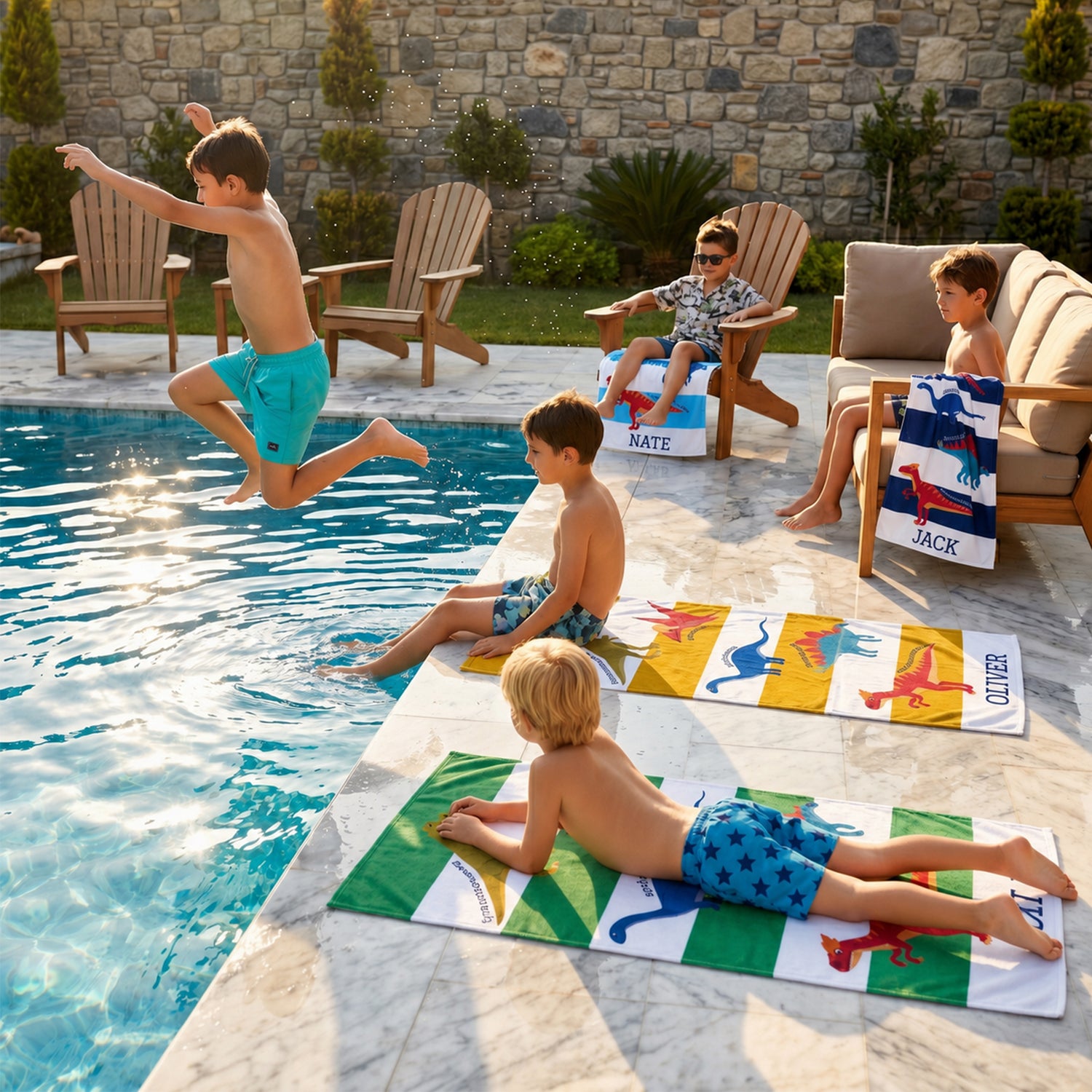 Personalized “Little Explorers: Dinosaur World” Beach Towel – Bonibomlab Special Collection