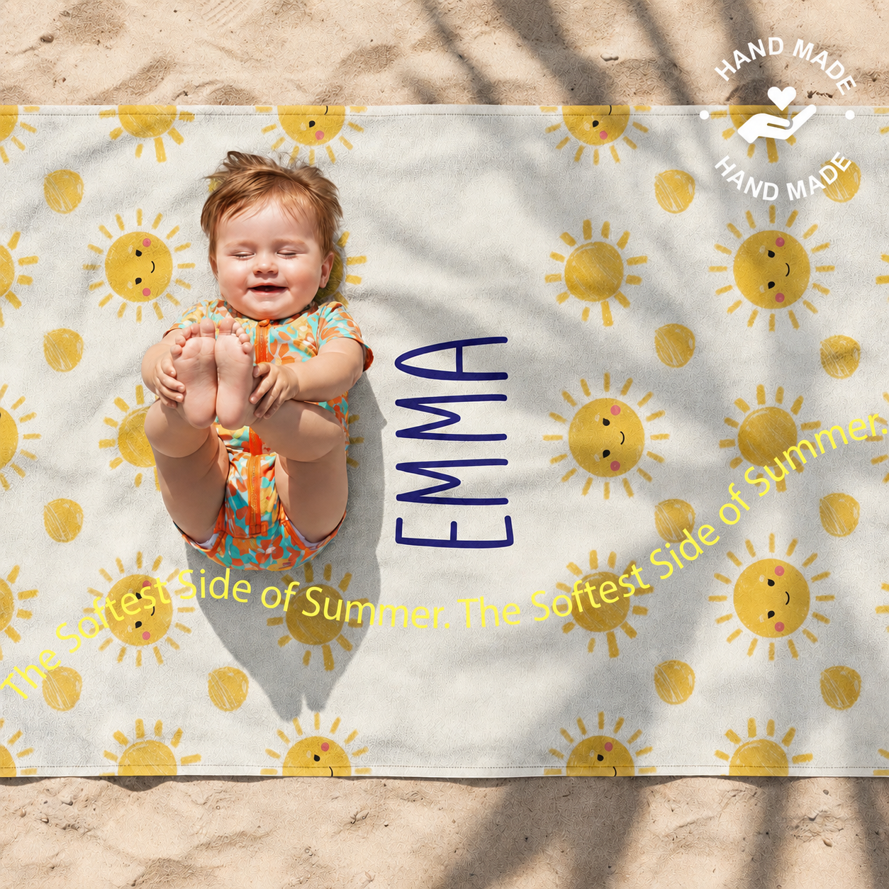 Personalized “Smiling Sun” Retro Kids Towel