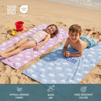 ☁️ Bonibomlab Cloud Collection | Personalized Beach Towel with Name