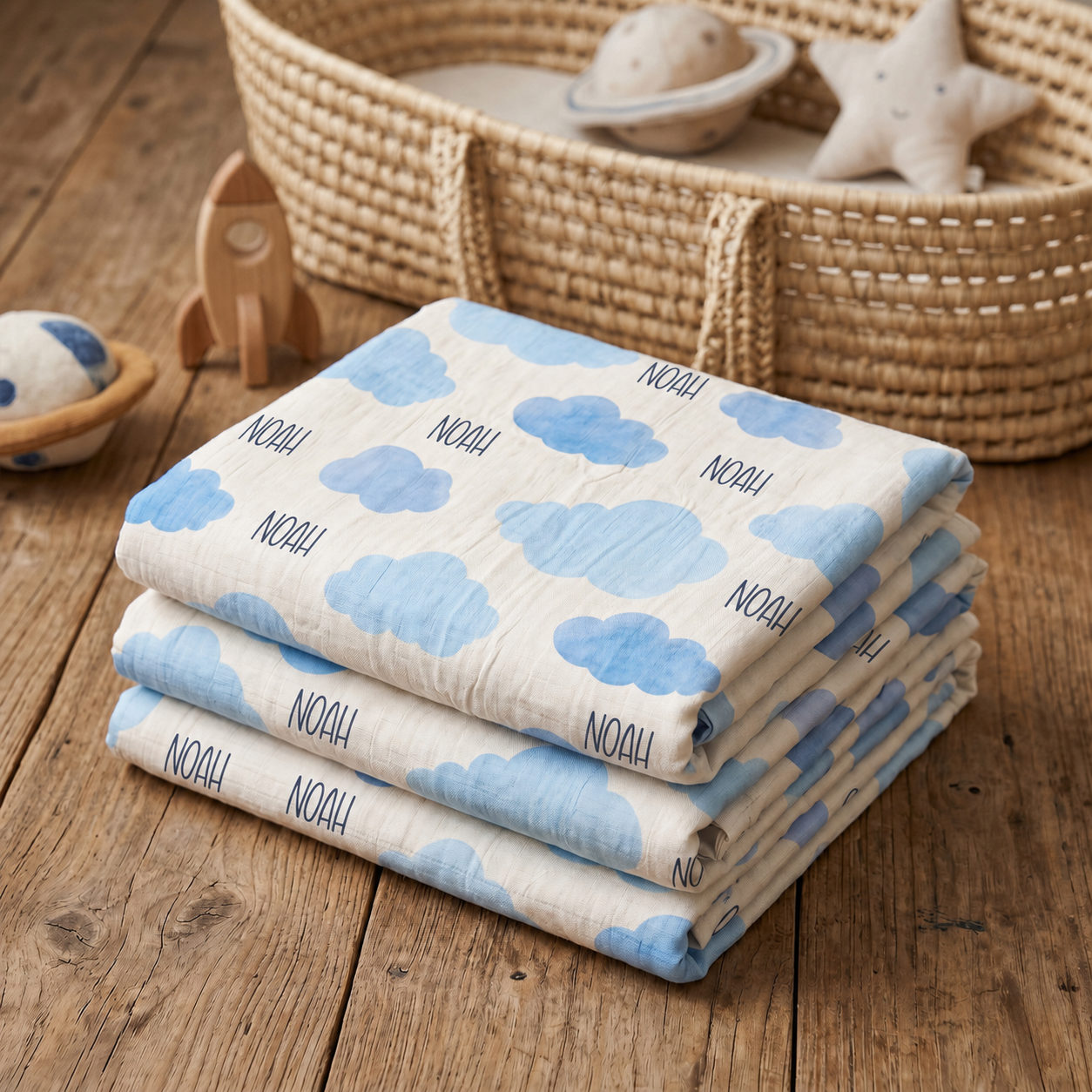 Couverture bébé personnalisée en mousseline 100 % coton