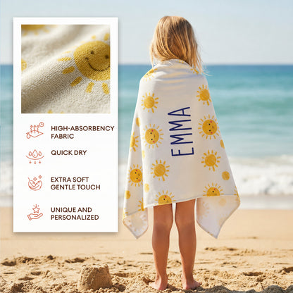 Personalized “Smiling Sun” Retro Kids Towel