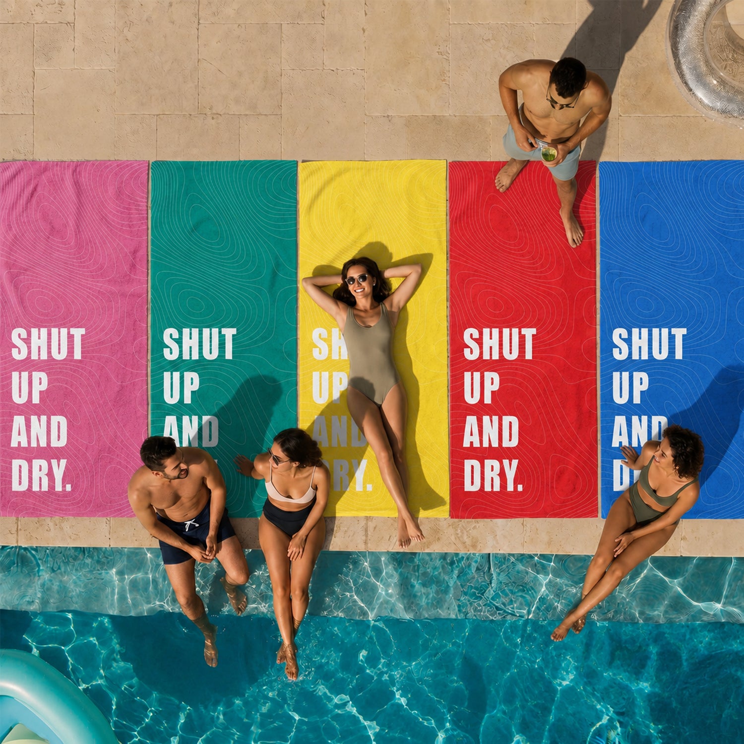 “SHUT UP AND DRY.” Slogan Beach Towel – Bonibomlab Loud Summer Collection