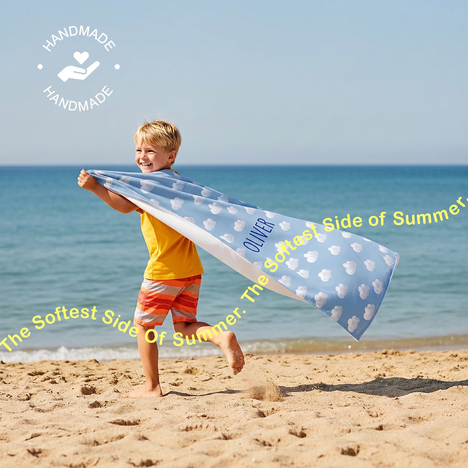 ☁️ Bonibomlab Cloud Collection | Personalized Beach Towel with Name
