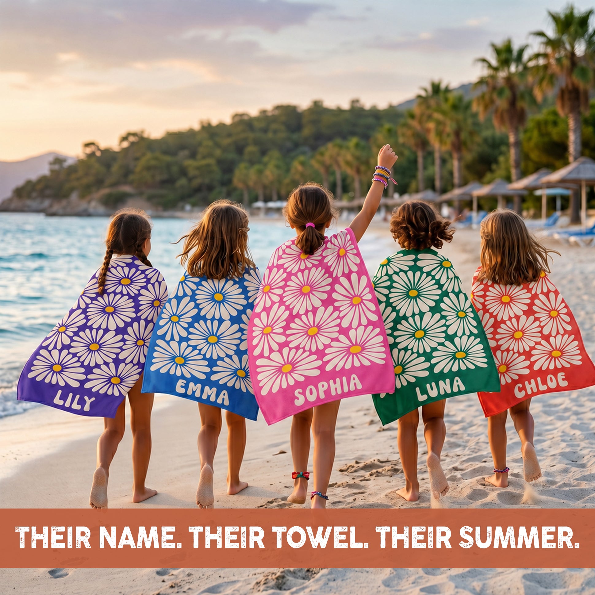 Bonibomlab Daisy Collection | Personalized Beach Towel