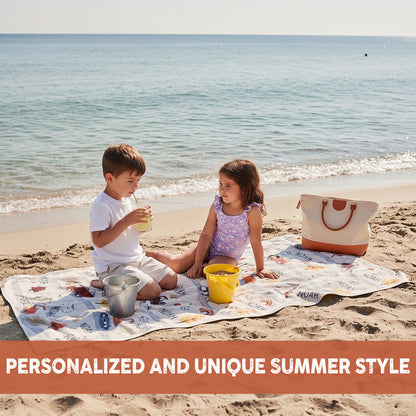 Personalized Construction Vehicles Beach Towel