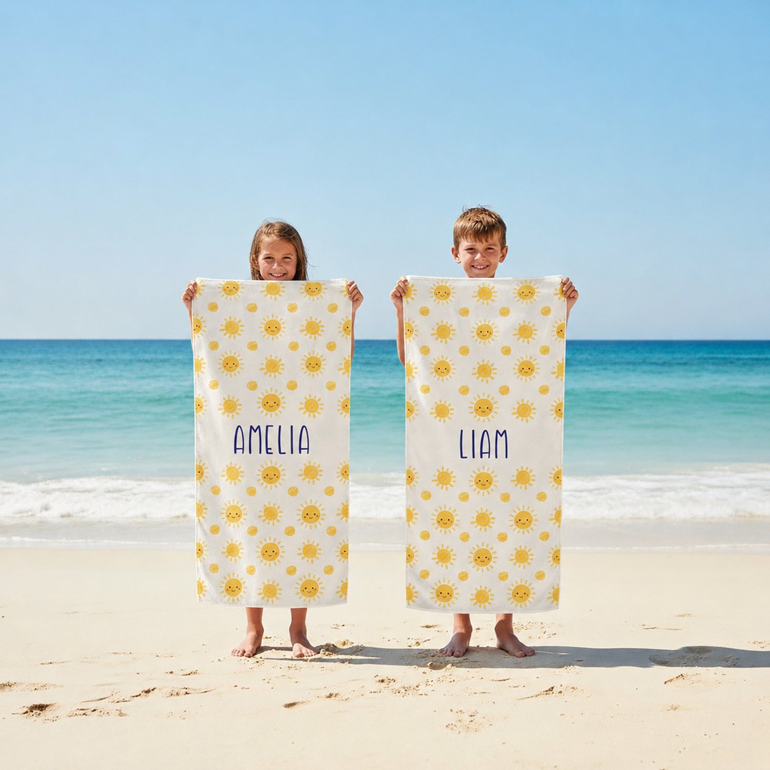 Personalized “Smiling Sun” Retro Kids Towel
