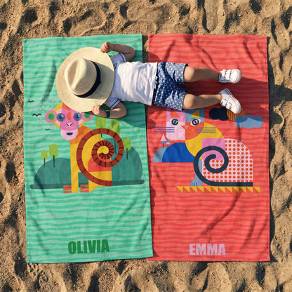 Personalized “Fauna Pop” Series Beach Towel – Bonibomlab Special Collection