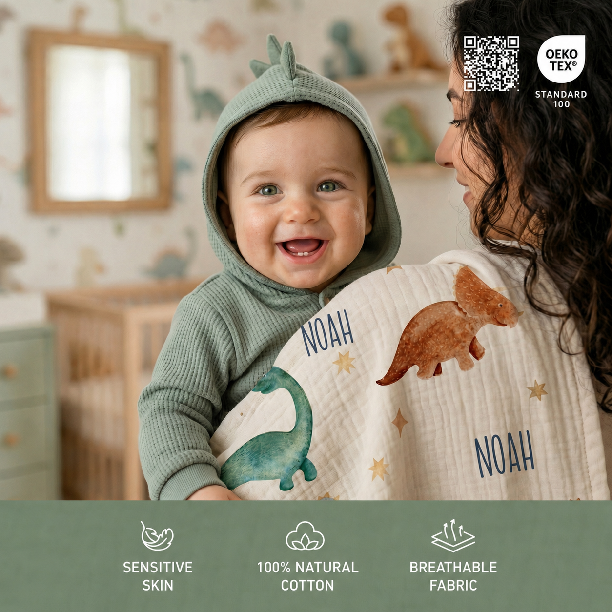 Coperta per neonati in musola di cotone 100% personalizzata (Copia)
