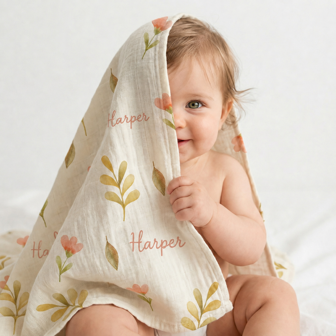 Couverture bébé personnalisée en mousseline 100 % coton