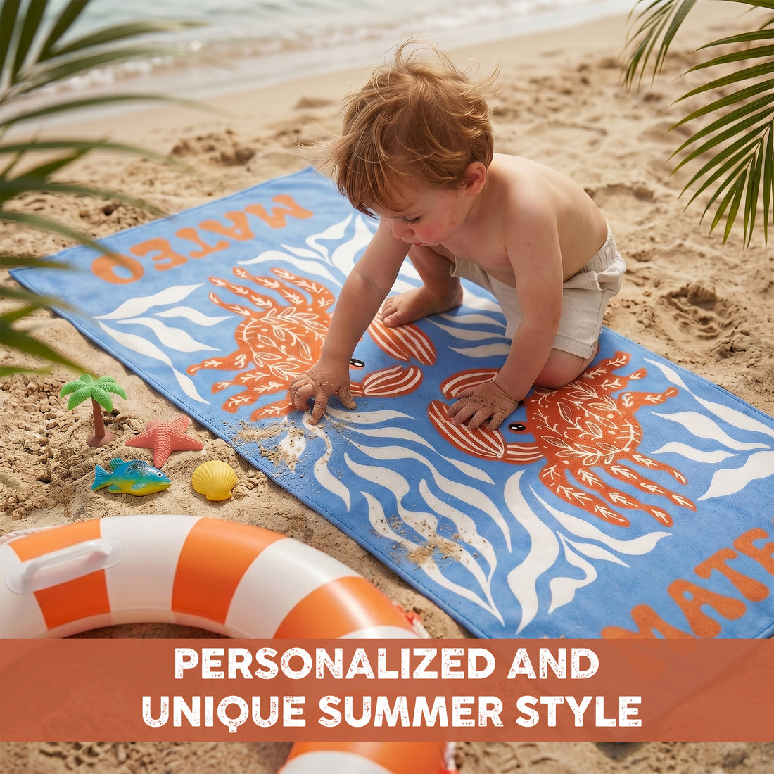 Personalized "Ocean Friends" Kids Towel