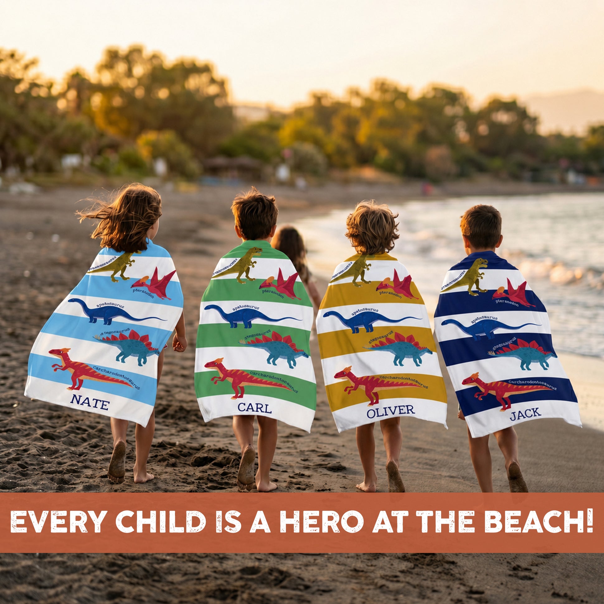 Personalized “Little Explorers: Dinosaur World” Beach Towel – Bonibomlab Special Collection