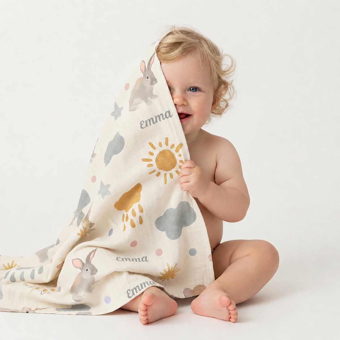 Couverture bébé personnalisée en mousseline 100 % coton