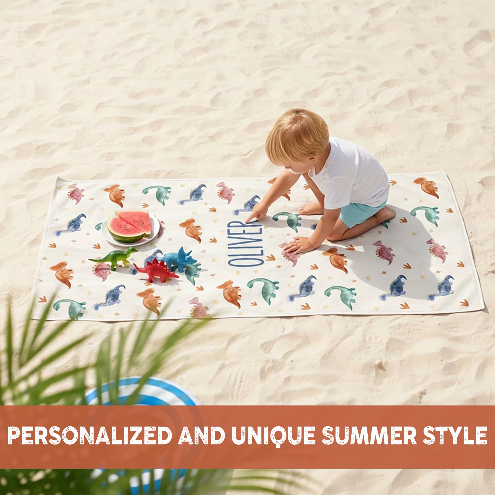 Personalized “Dinosaur World” Beach Towel