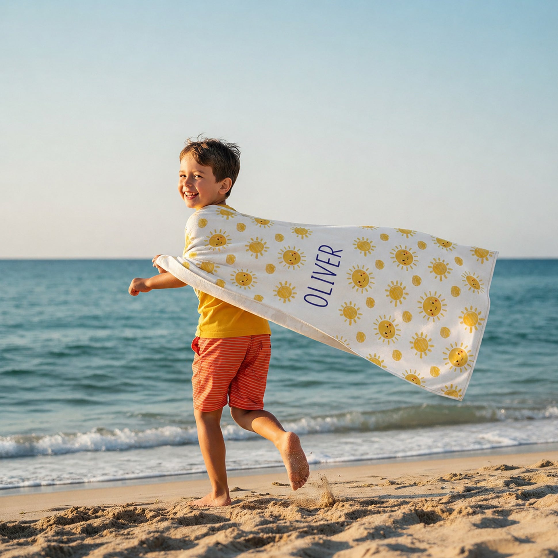 Personalized “Smiling Sun” Retro Kids Towel