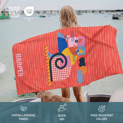 Personalized “Fauna Pop” Series Beach Towel – Bonibomlab Special Collection
